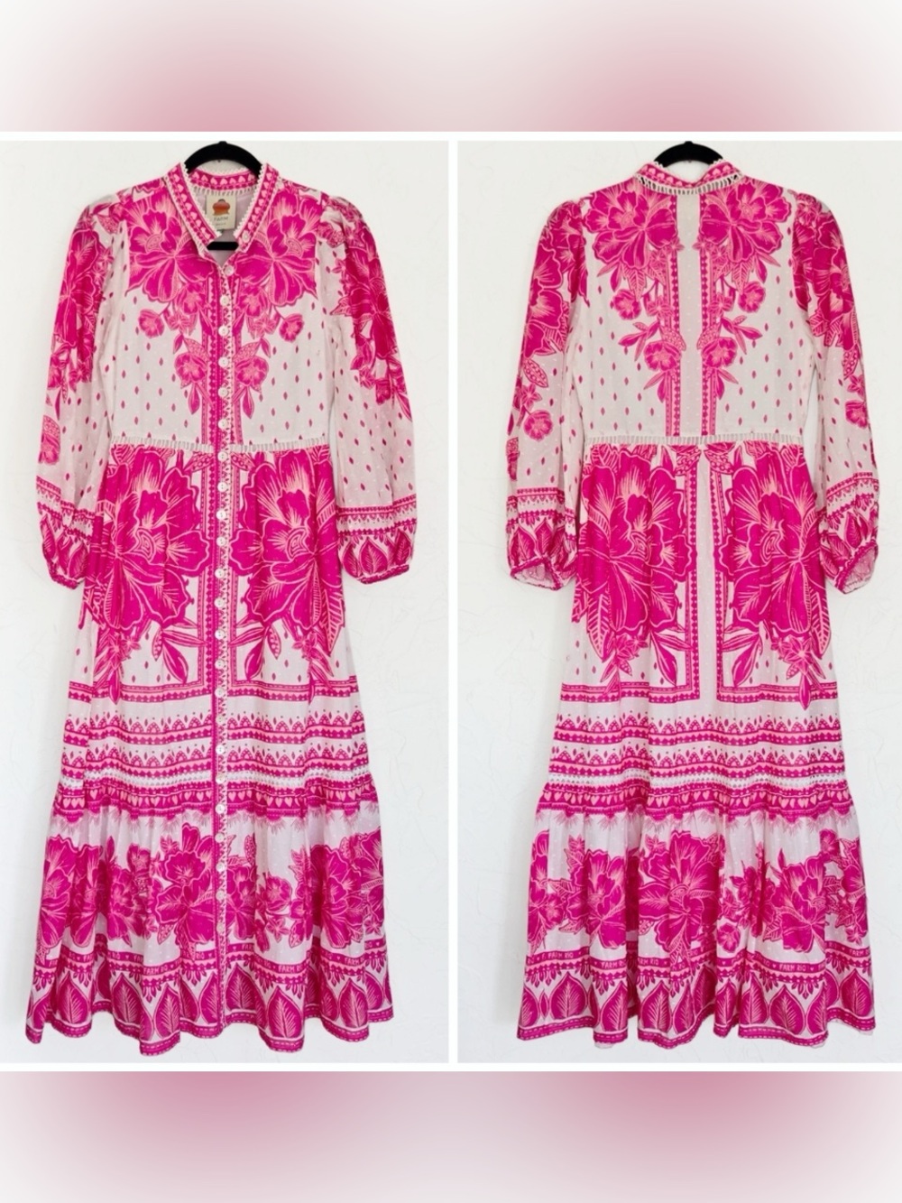 Farm Rio (read description) Boho Maxi Dress in Pink Floral Print PTP 18” - Picture 4 of 11